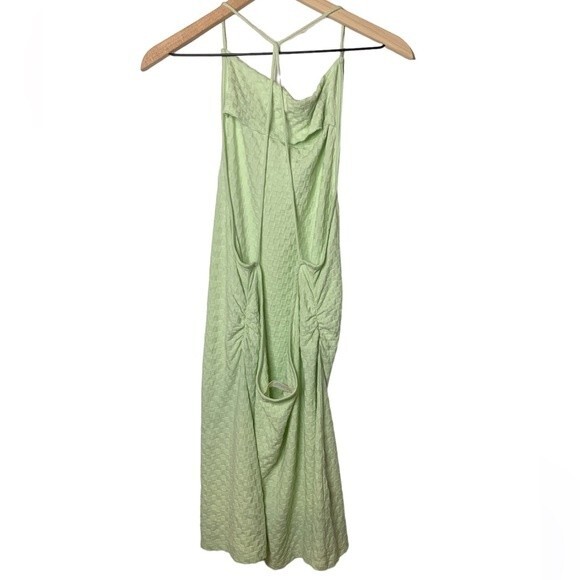 NWOT FREE PEOPLE BEACH OPEN BACK LIGHT LIME GREEN COVER UP DRESS. SIZE LARGE - Picture 4 of 9